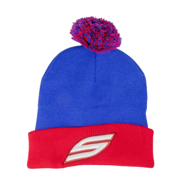 Blue & Red Pom Pom Beanie - Unisex Winter Knit Hat blue red pom pom beanie unisex 0 1752849549 - EASTCOASTTPAINTBALL